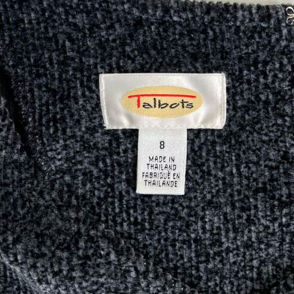 Talbots Corduroy Charcoal Marled Shift Jumper V Neck Sleeveless Back Zip Women 8 - Picture 6 of 10